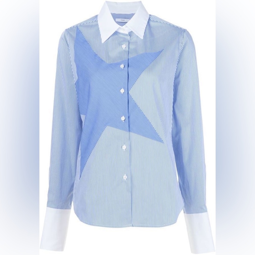 Tome blue vertical striped star shirt